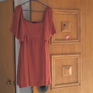 Sharon Square Neck mini dress from Able burnt sienna